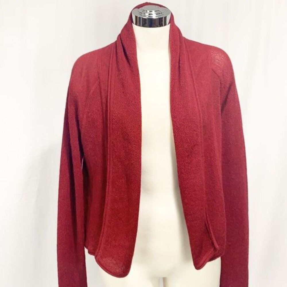 Peruvian Connection Maroon Open Front Cardigan Xs - image 1